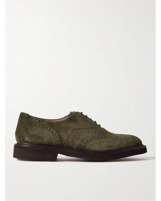 Tricker's Green Jeremey Suede Brogues for men