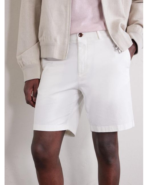 Mr P. White Straight-Leg Garment-Dyed Cotton-Blend Twill Bermuda Shorts for men
