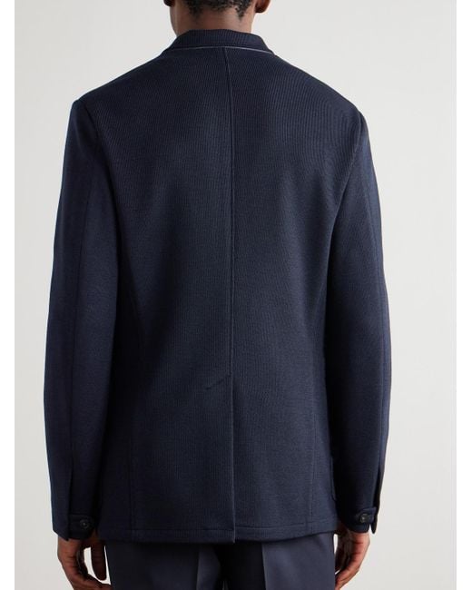Canali Blue Wool And Cotton-Blend Jacket for men