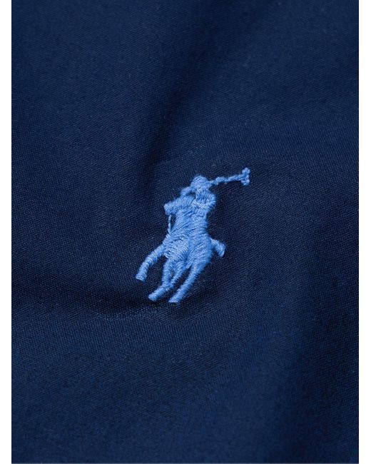 Polo Ralph Lauren Blue Slim-fit Button-down Collar Logo-embroidered Cotton-blend Poplin Shirt for men