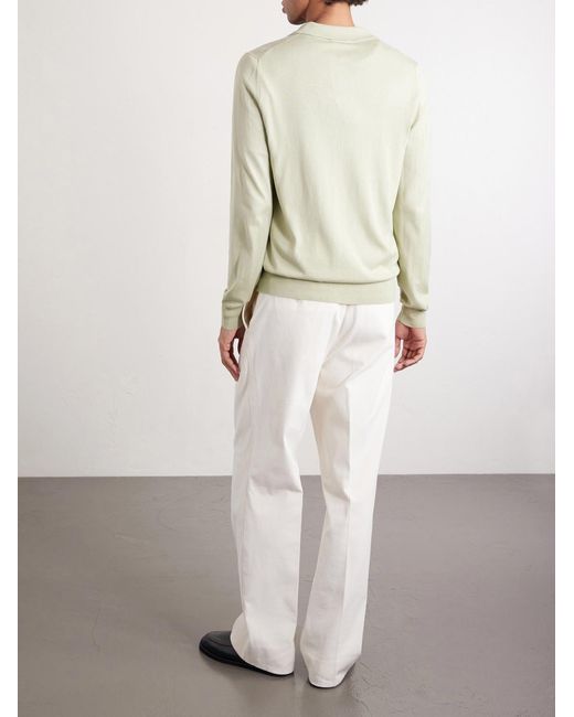 Piacenza 1733 Natural Pointelle-knit Silk And Cotton-blend Cardigan for men