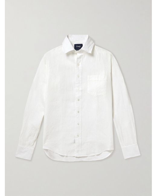 Camicia in lino di Drake's in White da Uomo