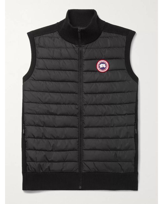 Canada Goose Black Hybridge Slim-Fit Merino Wool And Quilted Nylon Down Gilet for men