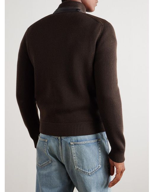 Tom Ford Brown Ribbed Merino Wool And Suede Jacket for men