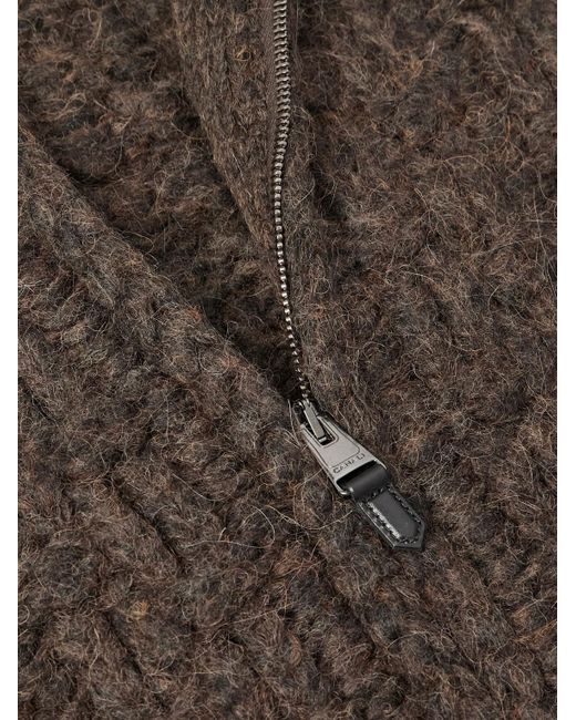 Canali Gray Basketwoven Alpaca-blend Zip-up Cardigan for men