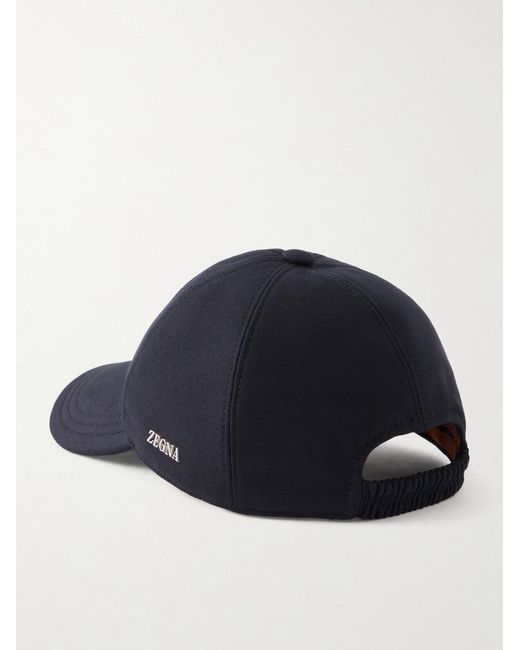 Zegna Blue Embroidered Cotton-twill Cap for men