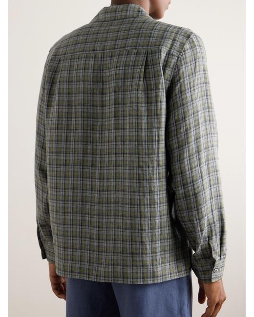 De Bonne Facture Gray Checked Linen Overshirt for men