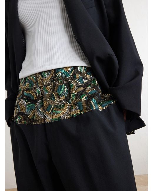 Dries Van Noten Black Pablo Embellished Cotton And Wool-blend Trousers for men