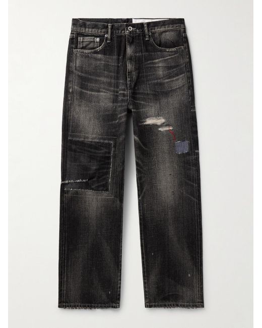 Neighborhood Black Savage Straight-leg Distressed Selvedge Jeans for men