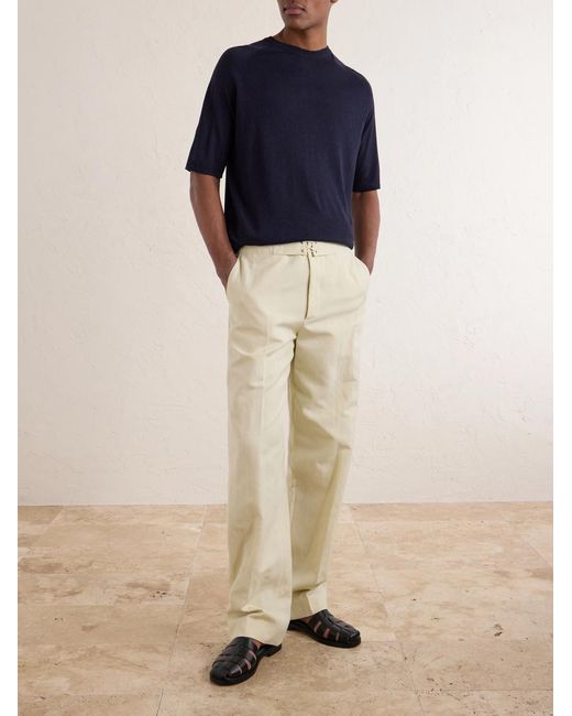 Piacenza 1733 Blue Silk And Linen-Blend T-Shirt for men
