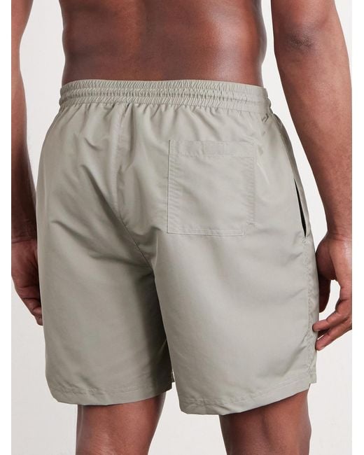 Brunello Cucinelli Gray Straight-Leg Mid-Length Logo-Embroidered Swim Shorts for men