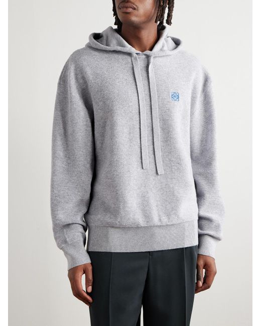 Loewe Kapuzenpullover aus Wolle mit Logostickerei in Gray für Herren