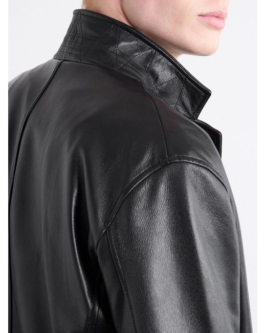 Golden Bear Black Notched Lapel Leather Blazer for men
