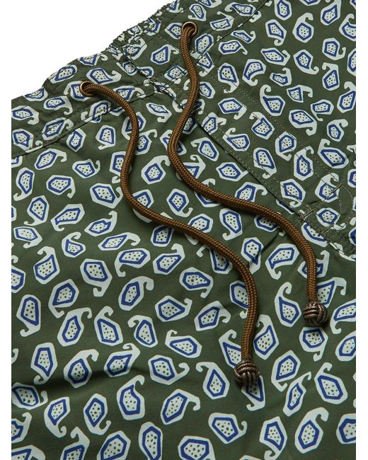 Thorsun Green Charvet Mid-Length Paisley-Print Swim Shorts for men