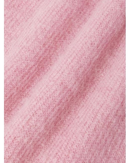 Auralee Pink Oversized Ribbed Alpaca-Blend Sweater for men