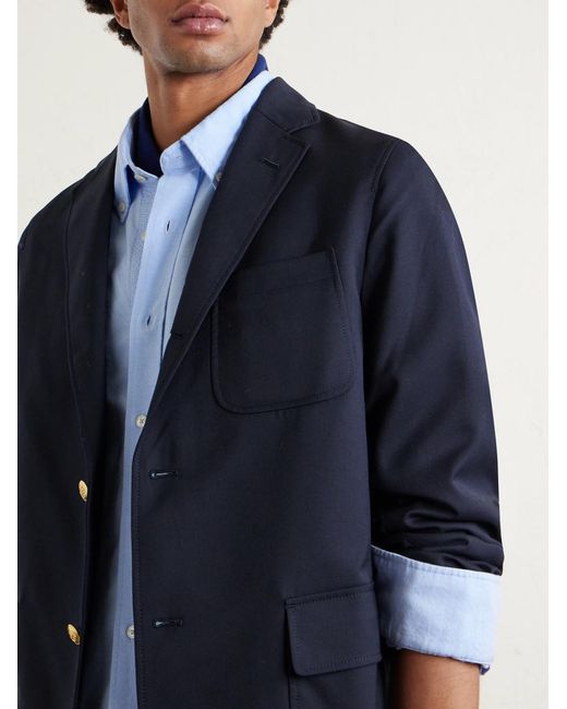 Officine Generale Blue Button-Down Collar Cotton Oxford Shirt for men