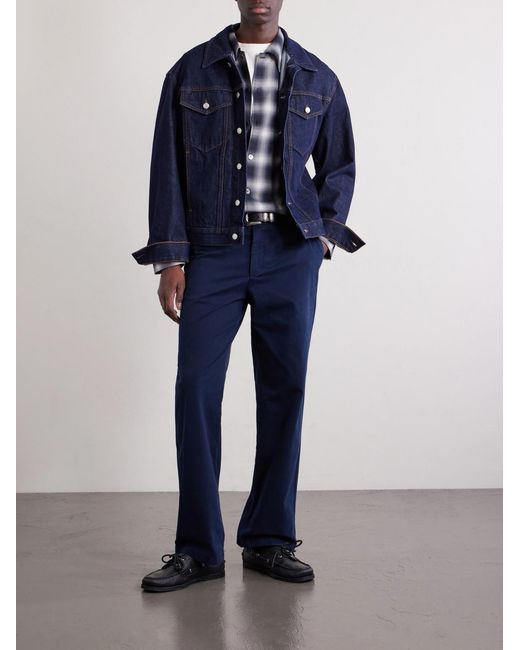Mr P. Blue Straight-Leg Organic Cotton-Blend Chinos for men