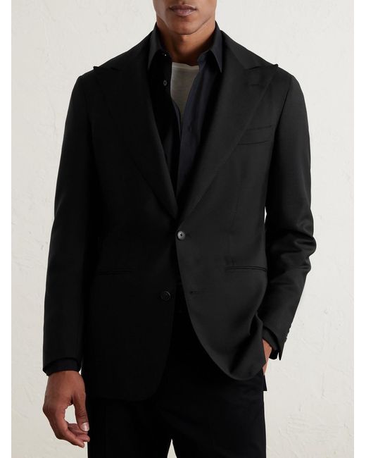Saman Amel Black Woven Blazer for men