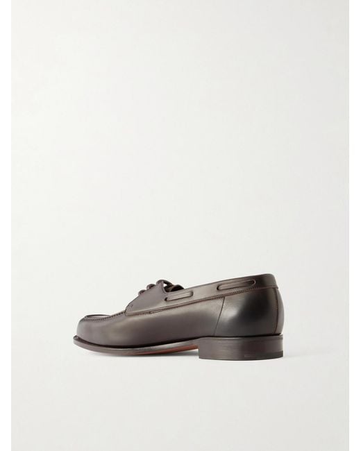 Edward Green White Saltash Leather Boat Shoes for men