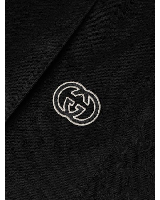 Gucci Black Wide-leg Logo-embroidered Monogrammed Tech-jersey Sweatpants for men