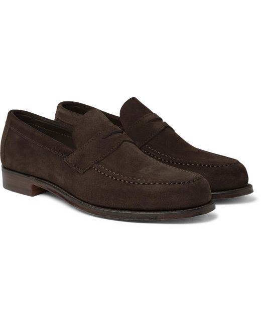 Cheaney Brown Hugo Suede Penny Loafers for men