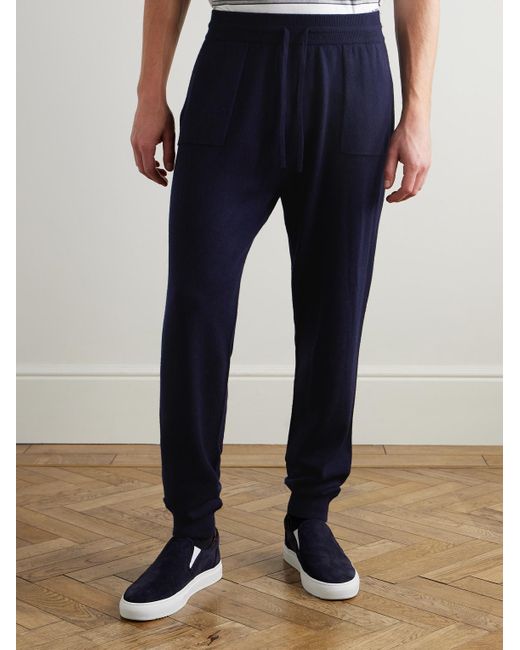 Mr P. Blue Tapered Wool And Cashmere-Blend Sweatpants for men