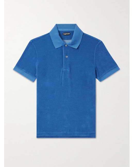 Tom Ford Polohemd aus Frottee aus einer Baumwollmischung in Blue für Herren