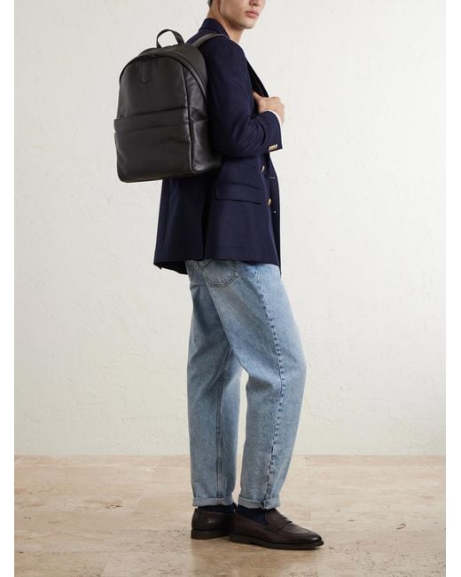 Canali Full-Grain Leather Backpack in Black für Herren