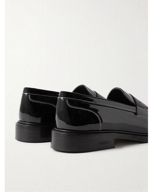 VINNY'S Black Townee Patent-leather Penny Loafers for men