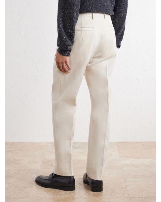 Zegna White Straight-Leg Cotton And Wool-Blend Twill Trousers for men