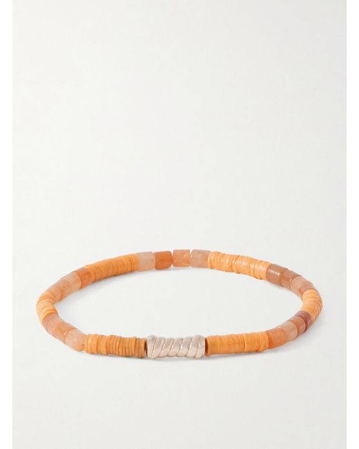 Luis Morais 14-karat Gold Orange Aventurine Beaded Bracelet for men