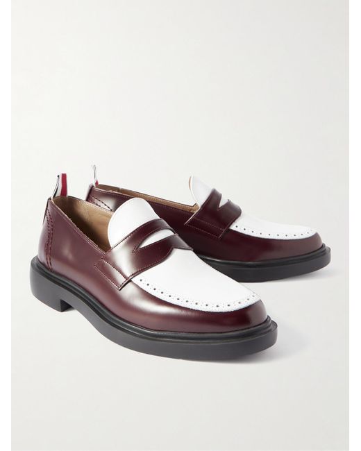 Thom Browne Brown Two-tone Leather Penny Loafers for men