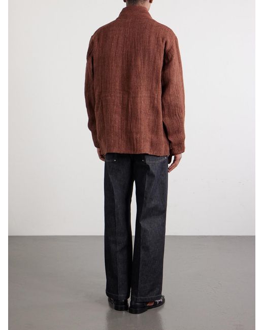 Kartik Research Brown Ranthambore Embellished Linen Jacket for men