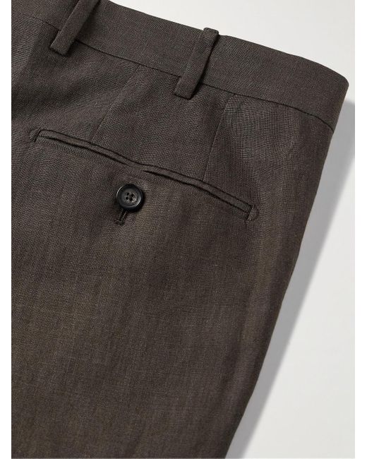 Pantaloni slim-fit in lino di De Petrillo in Gray da Uomo