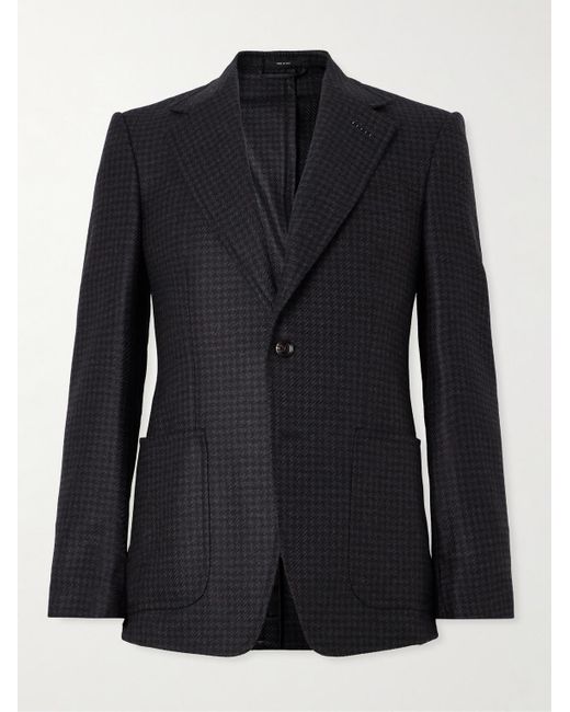Tom Ford Black Houndstooth Wool Blazer for men