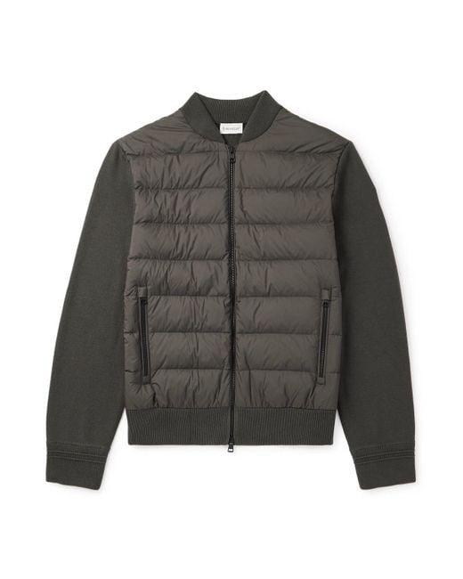 Moncler Men's Gray Quilted Shell-panelled Virgin Wool Down Zip-up
