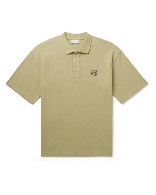 Maison Kitsuné Green Oversized Logo-appliquéd Cotton-piqué Polo Shirt for men