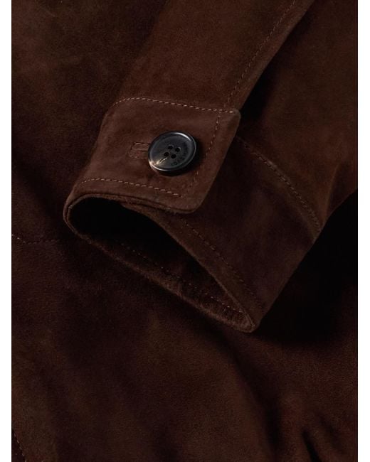 Loro Piana Brown Kane Rain System Suede Bomber Jacket for men