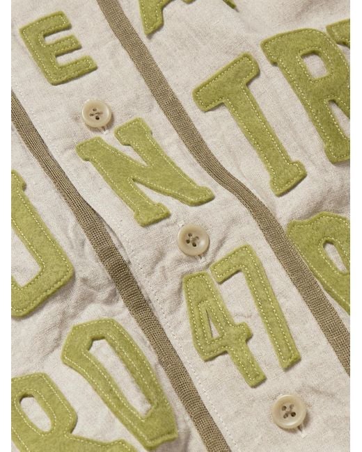 Kapital Natural Great Kountry Grosgrain- And Felt-Trimmed Logo-Appliquéd Linen Shirt for men