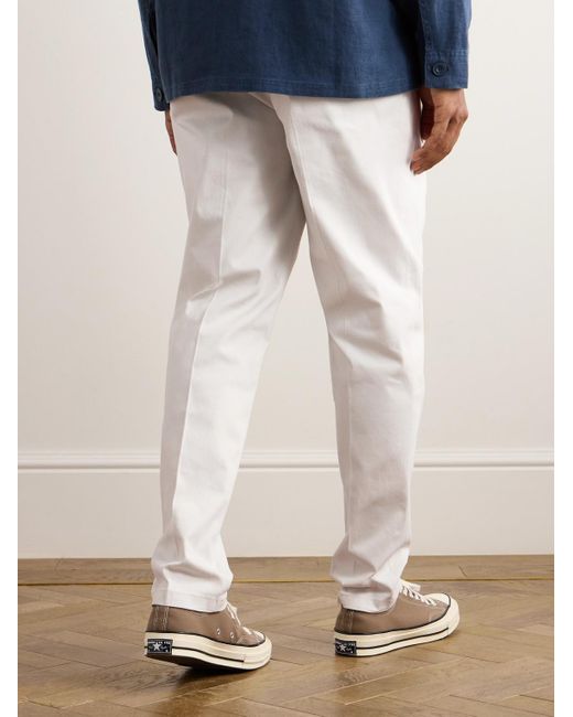 Club Monaco White Straight-leg Pleated Cotton-blend Trousers for men