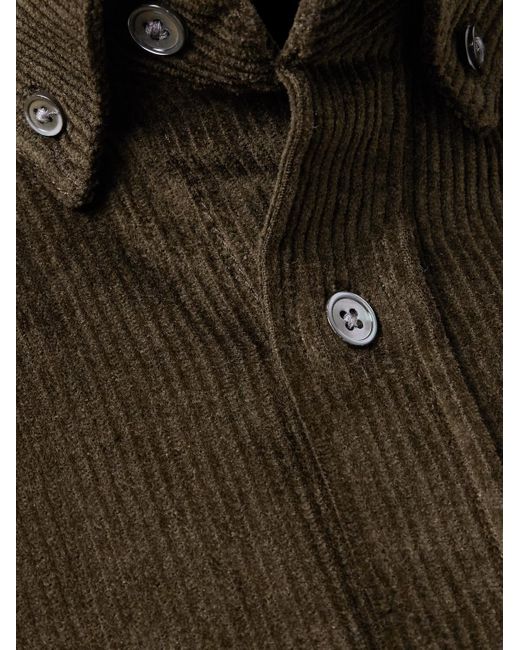 Portuguese Flannel Green Lobo 2.0 Button-down Collar Cotton-corduroy Shirt for men