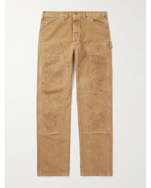 RRL Natural Hamilton Straight-leg Double-knee Distressed Cotton-canvas Trousers for men