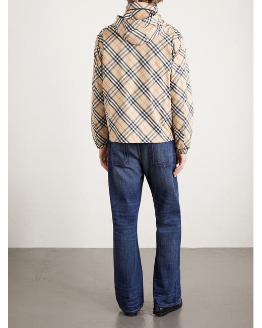 Burberry White Hooded Checked Shell Jacket for men