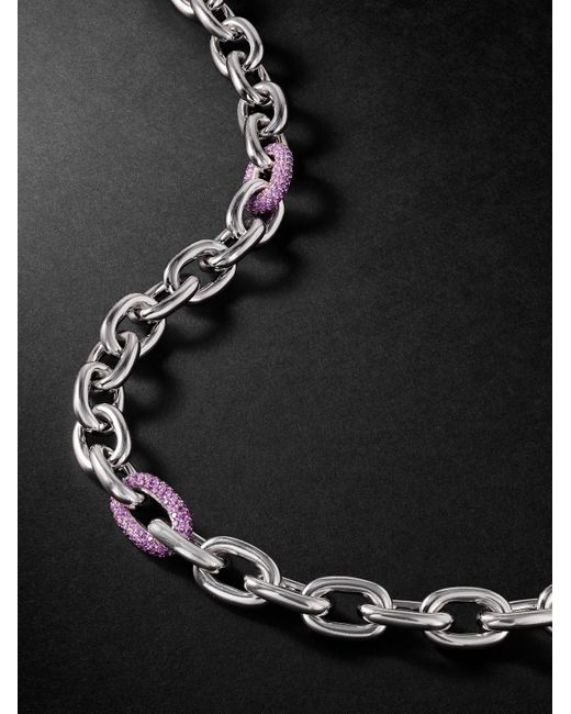 PATTARAPHAN Black Sterling Silver Amethyst Chain Necklace for men