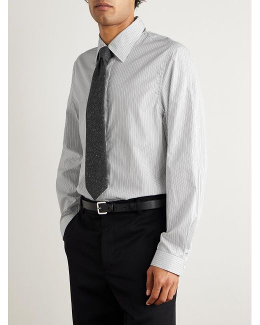 Zegna Gray Striped Cotton Shirt for men