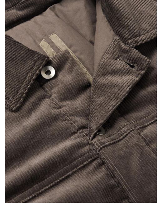 Rick Owens Gray Stretch-Cotton Corduroy Trucker Jacket for men