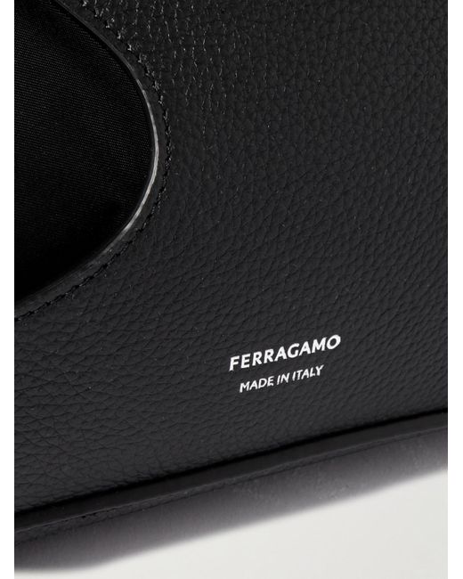 Ferragamo Black Cut Out Full-grain Leather And Shell Messenger Bag for men