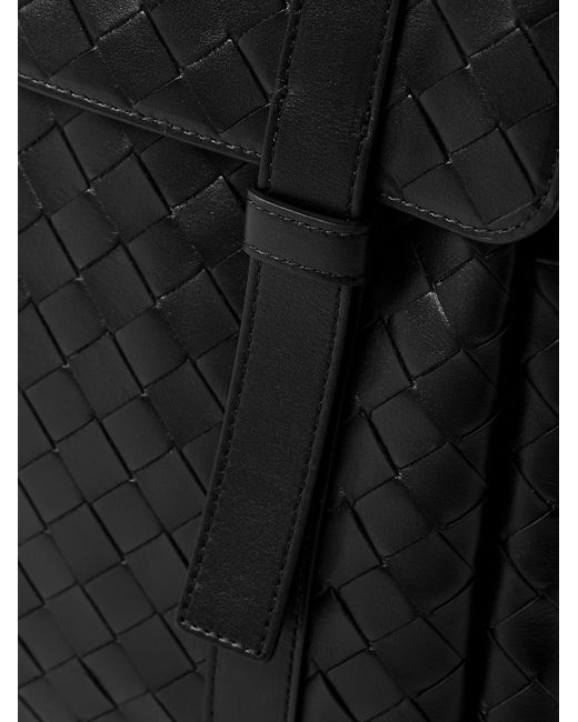 Bottega Veneta Black Intrecciato Leather Backpack for men