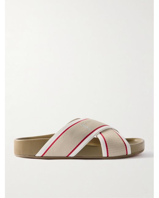 Christian Louboutin Natural Striped Webbing Sandals for men