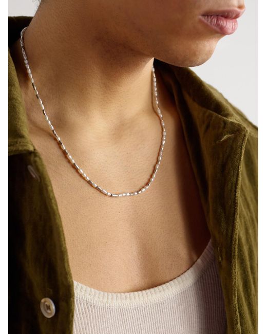 M. Cohen Black Hokkaido Sterling Pearl Beaded Necklace for men